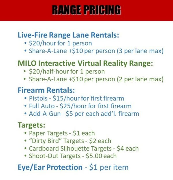 Rates & Ammo Prices • Cross Hairs Indoor Shooting Range